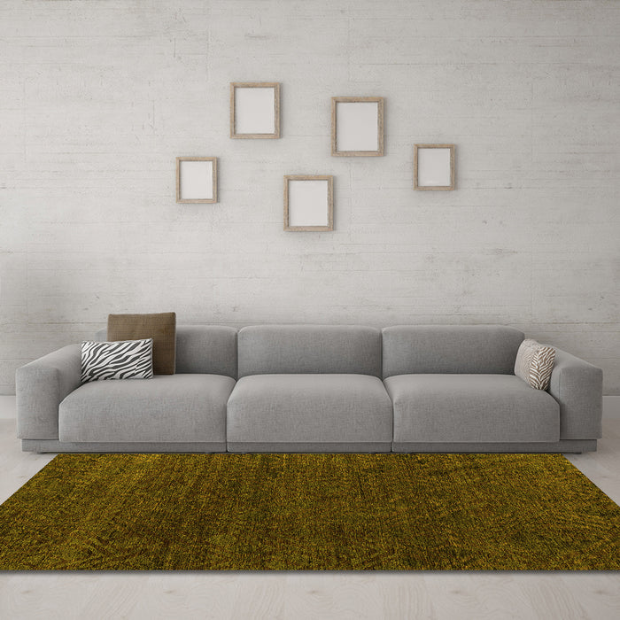Machine Washable Oriental Yellow Modern Rug in a Living Room, wshabs4772yw