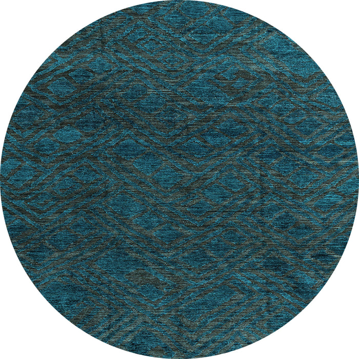 Round Oriental Light Blue Modern Rug, abs4772lblu