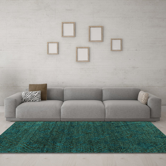 Machine Washable Oriental Turquoise Modern Area Rugs in a Living Room,, wshabs4772turq