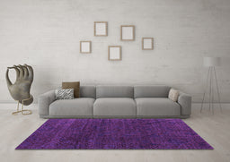 Machine Washable Oriental Purple Modern Area Rugs in a Living Room, wshabs4772pur
