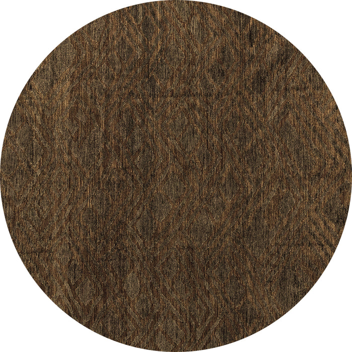 Round Machine Washable Oriental Brown Modern Rug, wshabs4772brn