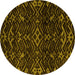 Round Machine Washable Oriental Yellow Modern Rug, wshabs4773yw