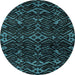 Round Machine Washable Oriental Light Blue Modern Rug, wshabs4773lblu