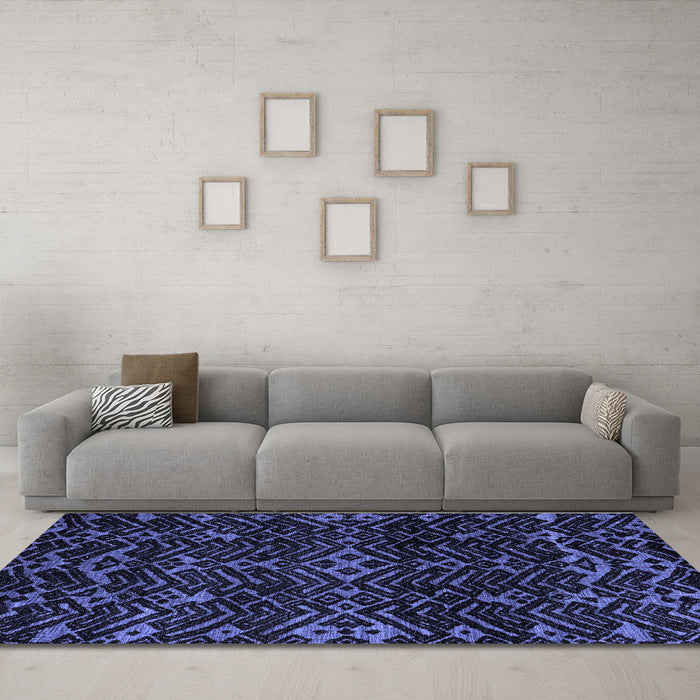 Machine Washable Oriental Blue Modern Rug in a Living Room, wshabs4773blu