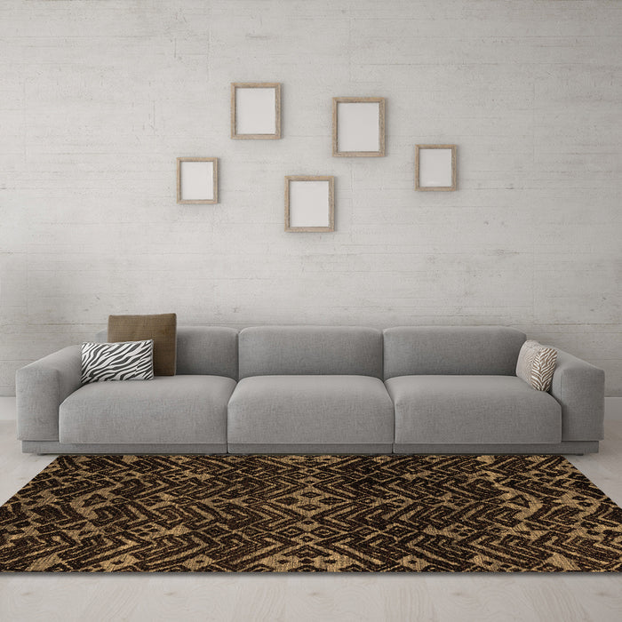Machine Washable Oriental Brown Modern Rug in a Living Room,, wshabs4773brn