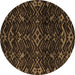 Round Machine Washable Oriental Brown Modern Rug, wshabs4773brn