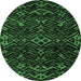 Round Machine Washable Oriental Emerald Green Modern Area Rugs, wshabs4773emgrn