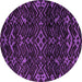 Round Machine Washable Oriental Purple Modern Area Rugs, wshabs4773pur