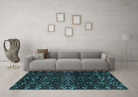 Machine Washable Oriental Light Blue Modern Rug, wshabs4773lblu