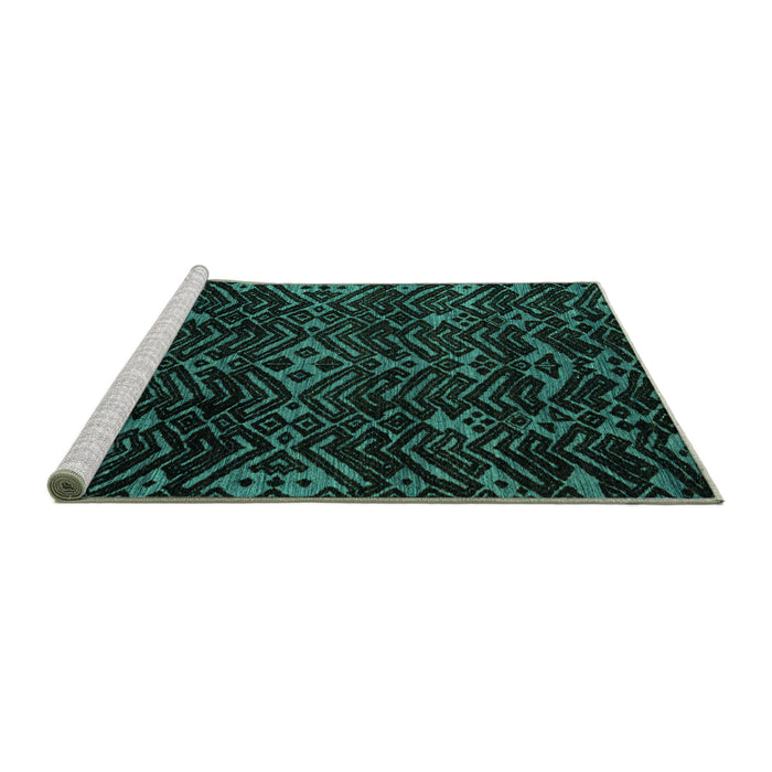 Sideview of Machine Washable Oriental Turquoise Modern Area Rugs, wshabs4773turq