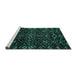 Sideview of Machine Washable Oriental Turquoise Modern Area Rugs, wshabs4773turq