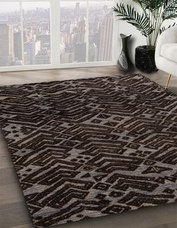 Machine Washable Abstract Puce Purple Rug in a Family Room, wshabs4773
