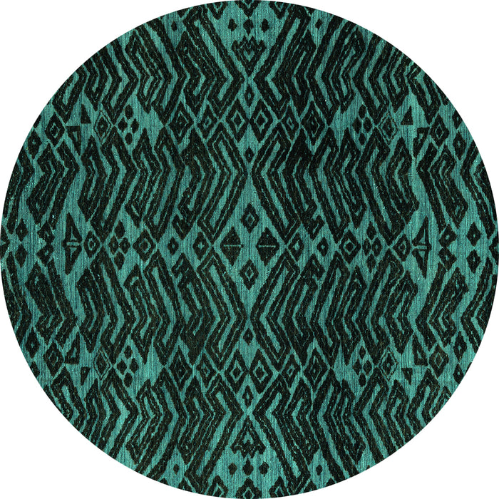 Round Oriental Turquoise Modern Rug, abs4773turq