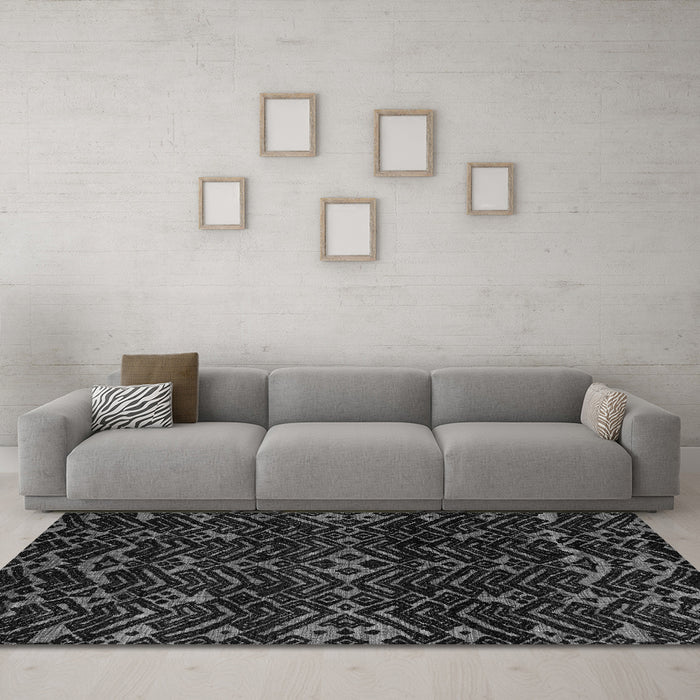 Machine Washable Oriental Gray Modern Rug in a Living Room,, wshabs4773gry