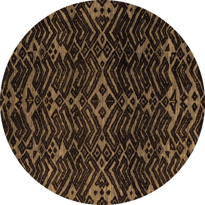 Round Oriental Brown Modern Rug, abs4773brn