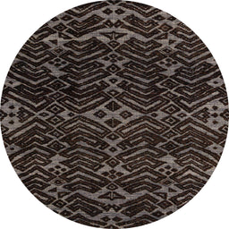 Round Abstract Puce Purple Oriental Rug, abs4773