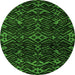 Round Machine Washable Oriental Green Modern Area Rugs, wshabs4773grn