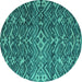 Round Abstract Turquoise Modern Rug, abs4774turq