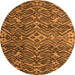 Round Machine Washable Abstract Orange Modern Area Rugs, wshabs4774org