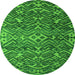 Round Machine Washable Abstract Green Modern Area Rugs, wshabs4774grn