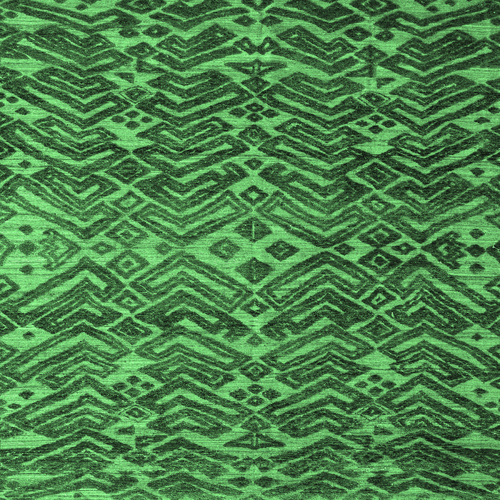 Square Machine Washable Abstract Emerald Green Modern Area Rugs, wshabs4774emgrn