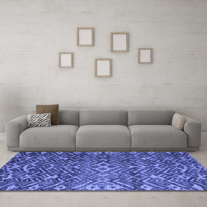 Machine Washable Abstract Blue Modern Rug in a Living Room, wshabs4774blu
