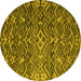 Round Abstract Yellow Modern Rug, abs4774yw