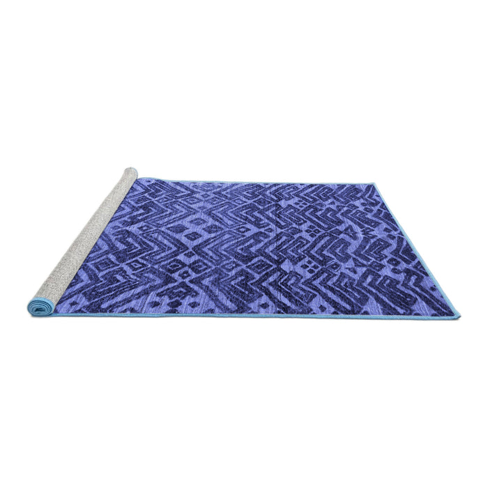 Sideview of Machine Washable Abstract Blue Modern Rug, wshabs4774blu