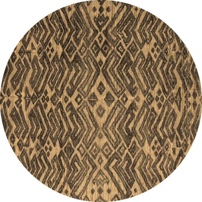 Round Abstract Brown Modern Rug, abs4774brn