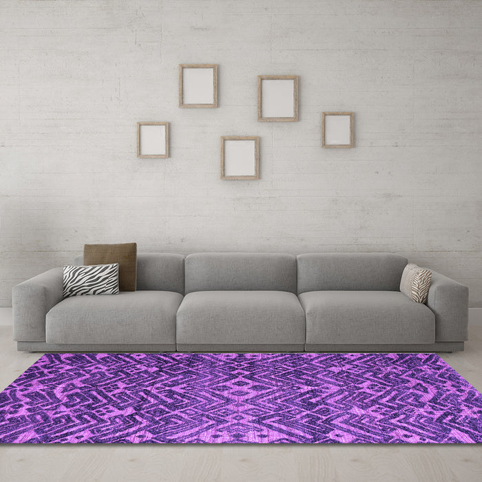 Machine Washable Abstract Purple Modern Area Rugs in a Living Room, wshabs4774pur