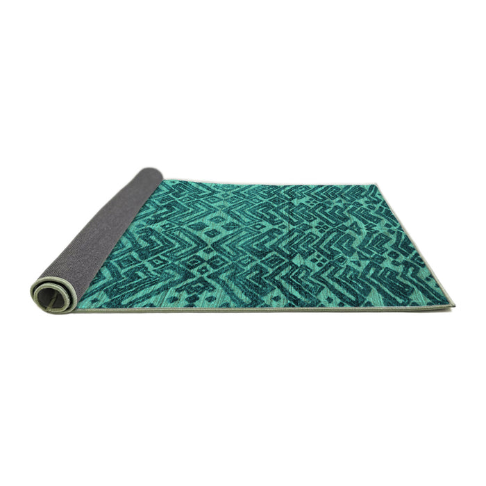 Sideview of Abstract Turquoise Modern Rug, abs4774turq