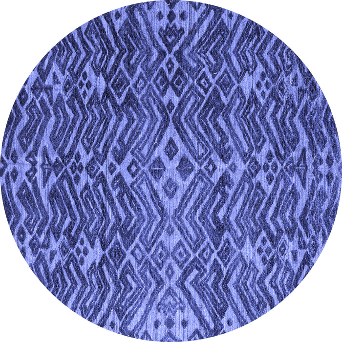 Round Abstract Blue Modern Rug, abs4774blu