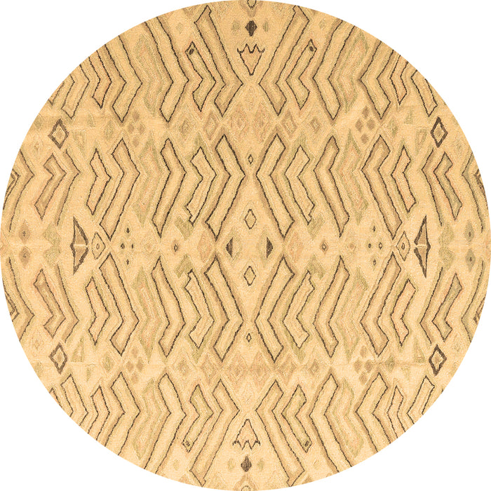 Round Machine Washable Solid Brown Modern Rug, wshabs4775brn