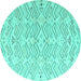 Round Solid Turquoise Modern Rug, abs4775turq