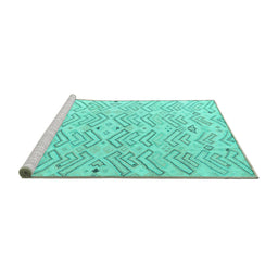Sideview of Machine Washable Solid Turquoise Modern Area Rugs, wshabs4775turq