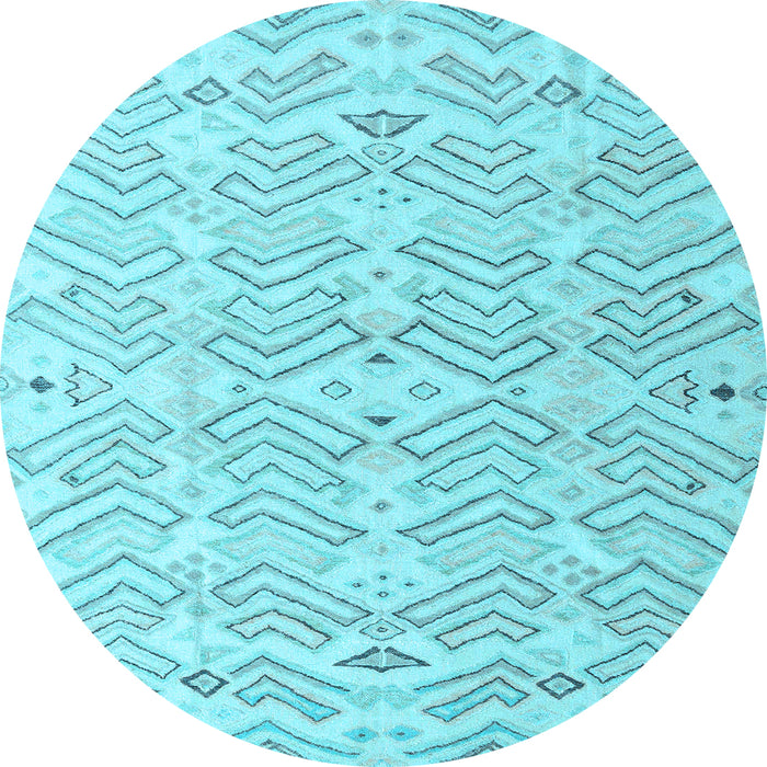 Round Machine Washable Solid Light Blue Modern Rug, wshabs4775lblu