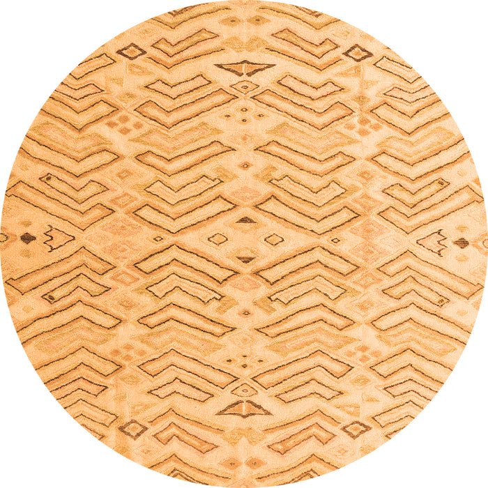 Round Machine Washable Solid Orange Modern Area Rugs, wshabs4775org