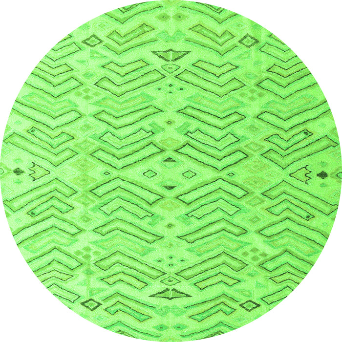 Round Machine Washable Solid Green Modern Area Rugs, wshabs4775grn