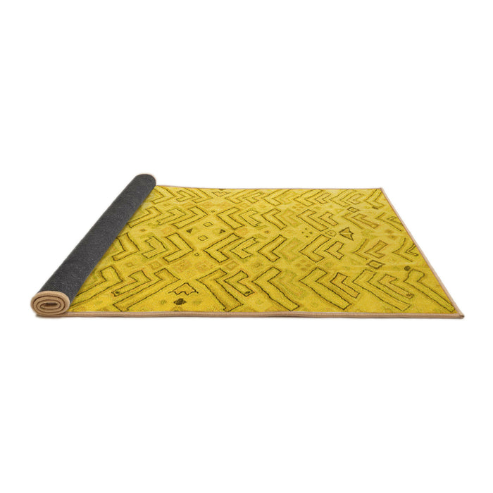 Sideview of Solid Yellow Modern Rug, abs4775yw