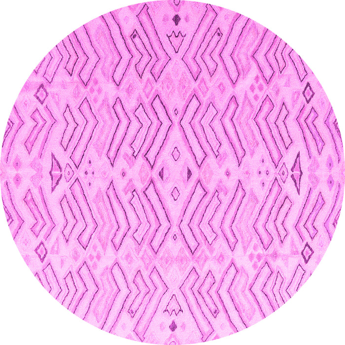 Round Machine Washable Solid Pink Modern Rug, wshabs4775pnk