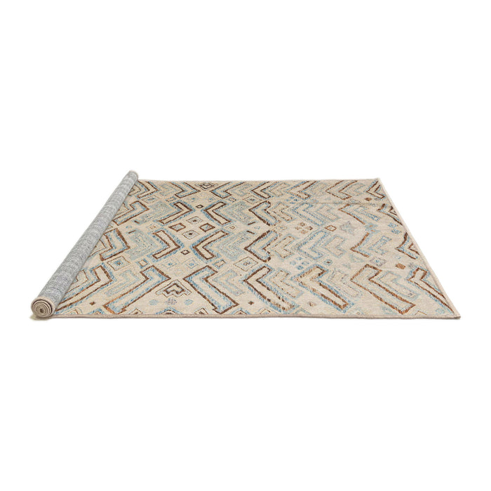 Sideview of Machine Washable Abstract Camel Brown Rug, wshabs4776