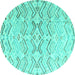 Round Solid Turquoise Modern Rug, abs4776turq