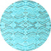 Round Machine Washable Solid Light Blue Modern Rug, wshabs4776lblu