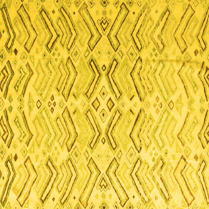 Square Machine Washable Solid Yellow Modern Rug, wshabs4776yw