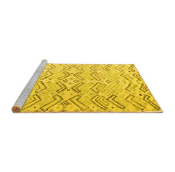 Sideview of Machine Washable Solid Yellow Modern Rug, wshabs4776yw