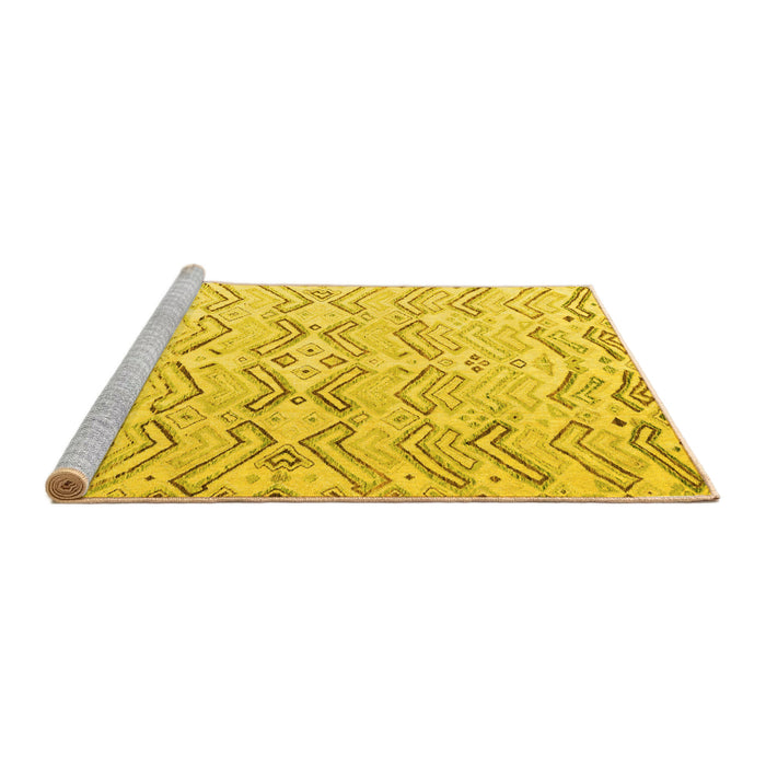 Sideview of Machine Washable Solid Yellow Modern Rug, wshabs4776yw