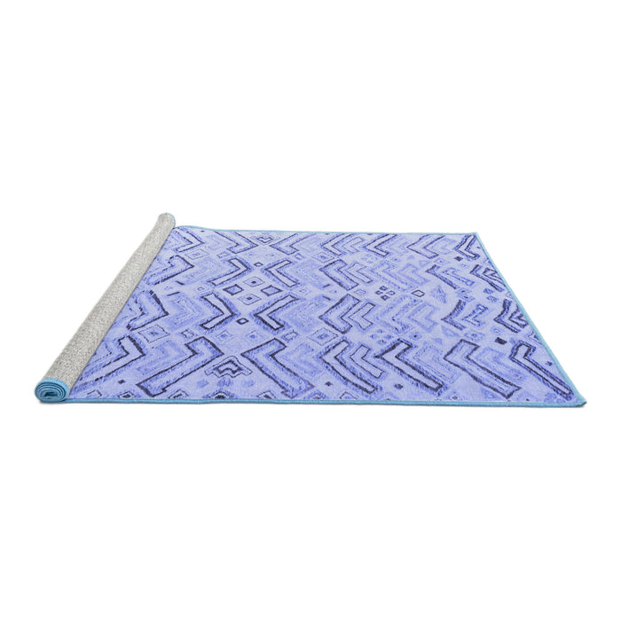 Sideview of Machine Washable Solid Blue Modern Rug, wshabs4776blu