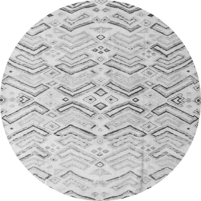 Round Machine Washable Solid Gray Modern Rug, wshabs4776gry