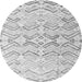 Round Machine Washable Solid Gray Modern Rug, wshabs4776gry