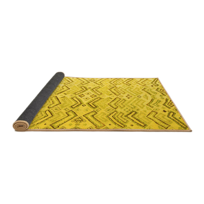 Sideview of Solid Yellow Modern Rug, abs4776yw